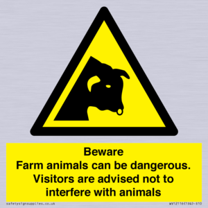 Beware Farm animals can be dangerous. Visitors are advised not to interfere with animals